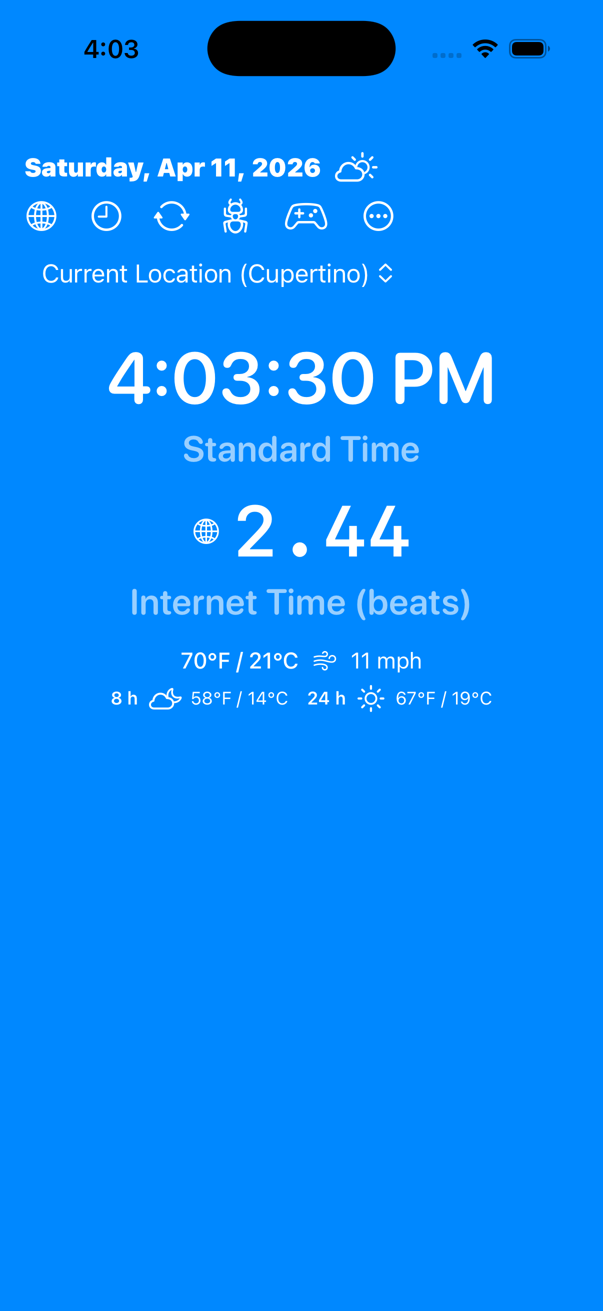 Placeholder for main iPhone clock screen